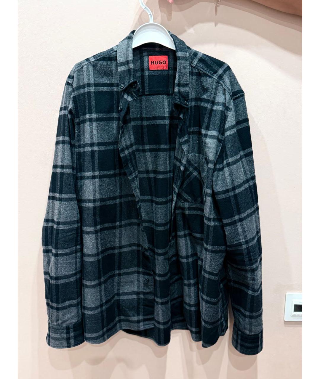 HUGO Черная хлопковая кэжуал рубашка, фото 3