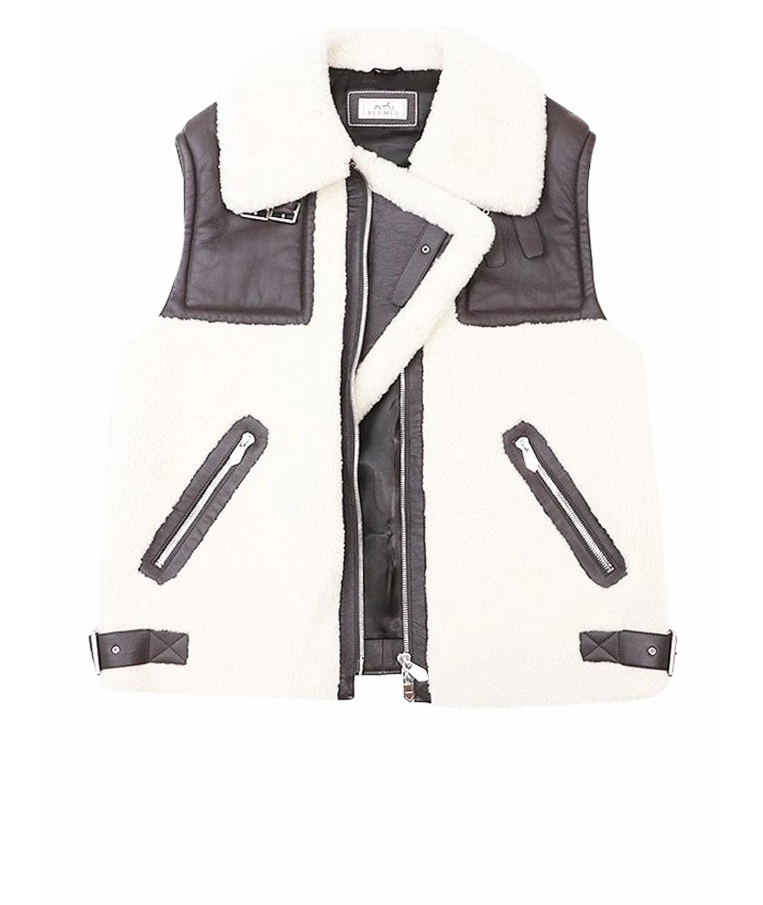 HERMES Бежевый меховой жилет, фото 1