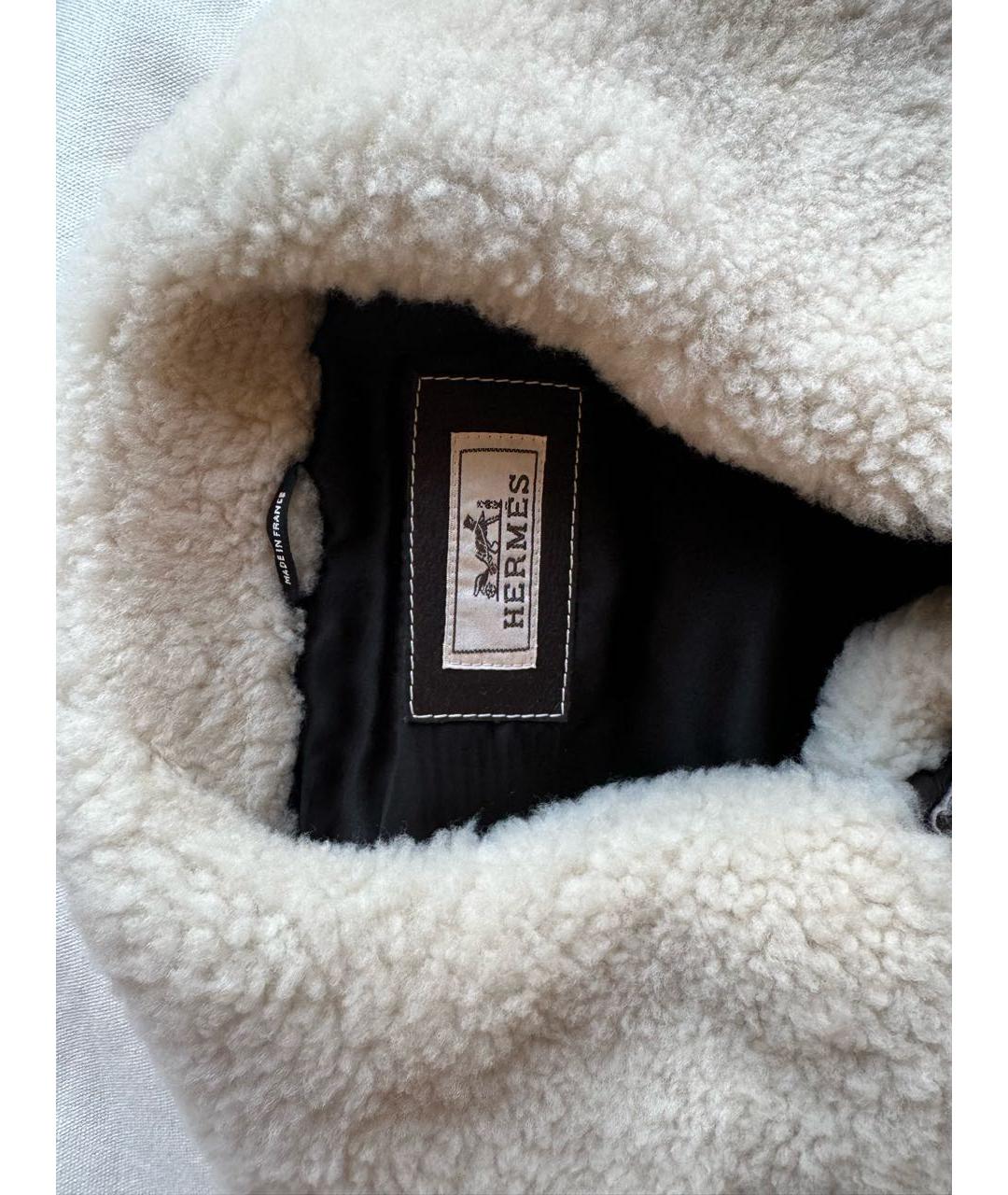 HERMES Бежевый меховой жилет, фото 3