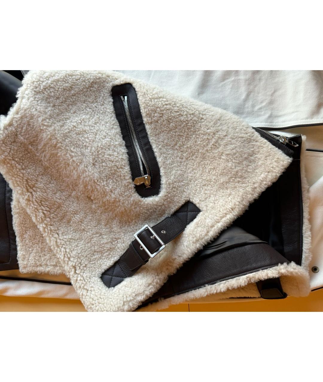 HERMES Бежевый меховой жилет, фото 6