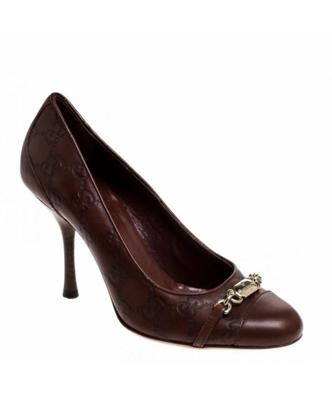 GUCCI Бордовые кожаные туфли, фото 1