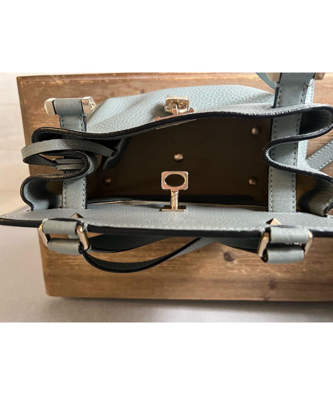 VALENTINO Голубая кожаная сумка через плечо, фото 3