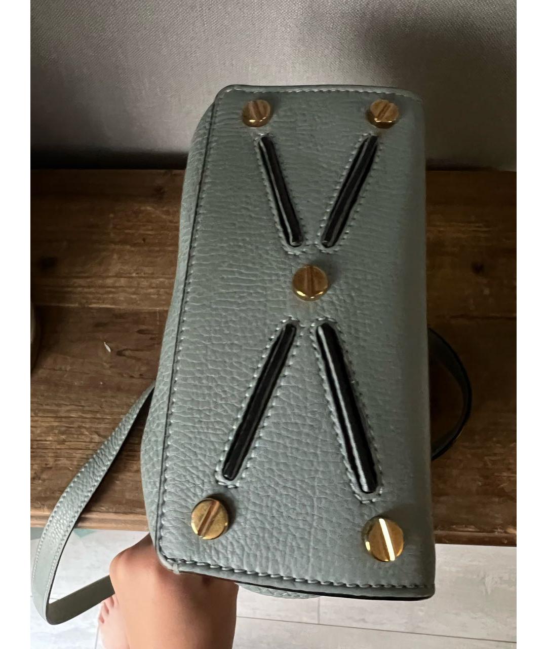 VALENTINO Голубая кожаная сумка через плечо, фото 5