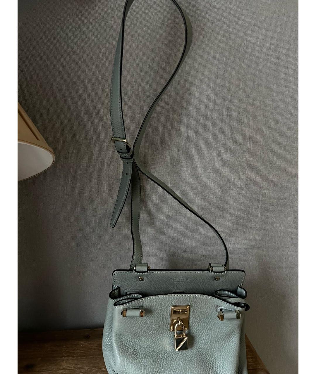 VALENTINO Голубая кожаная сумка через плечо, фото 6