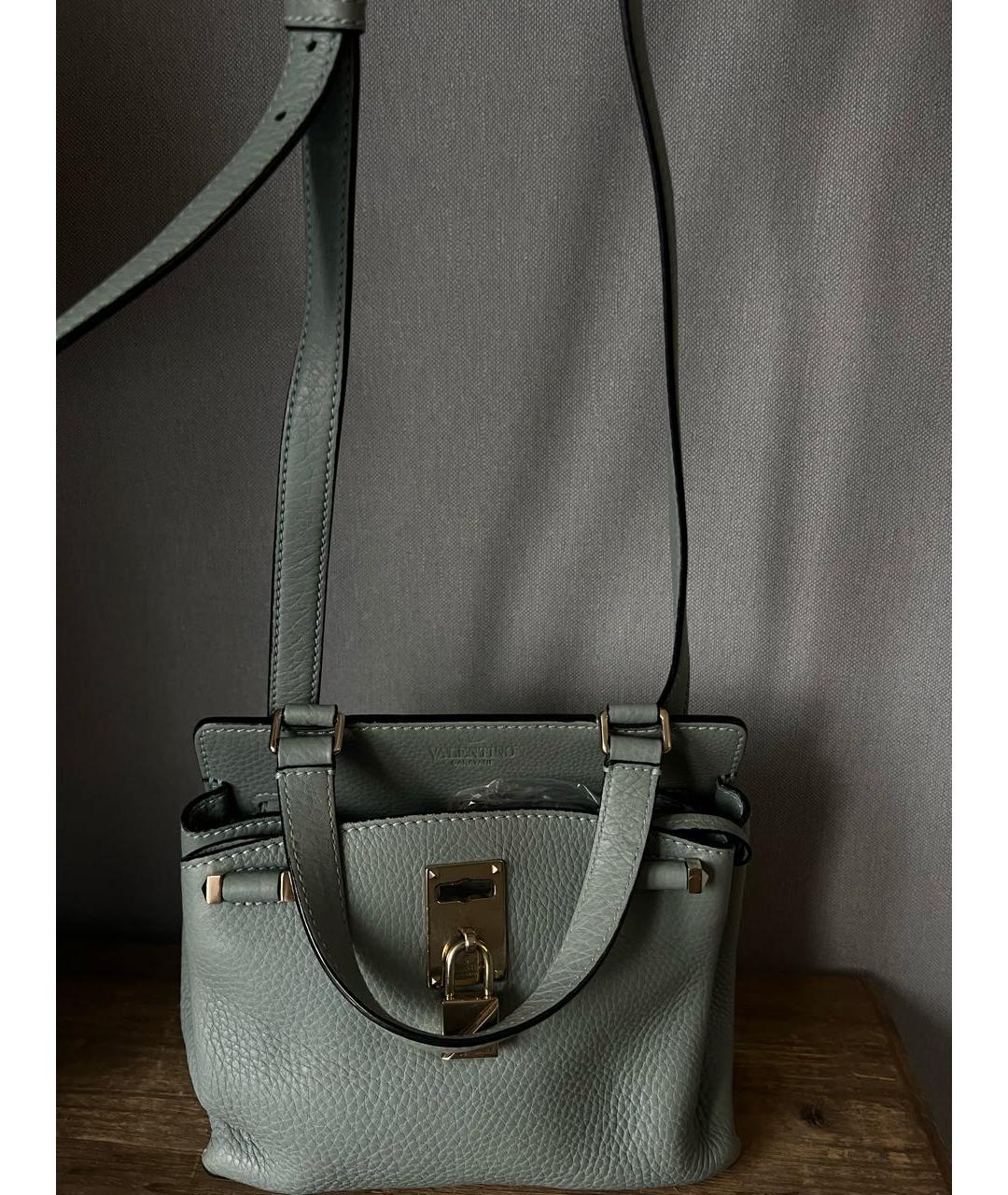 VALENTINO Голубая кожаная сумка через плечо, фото 7