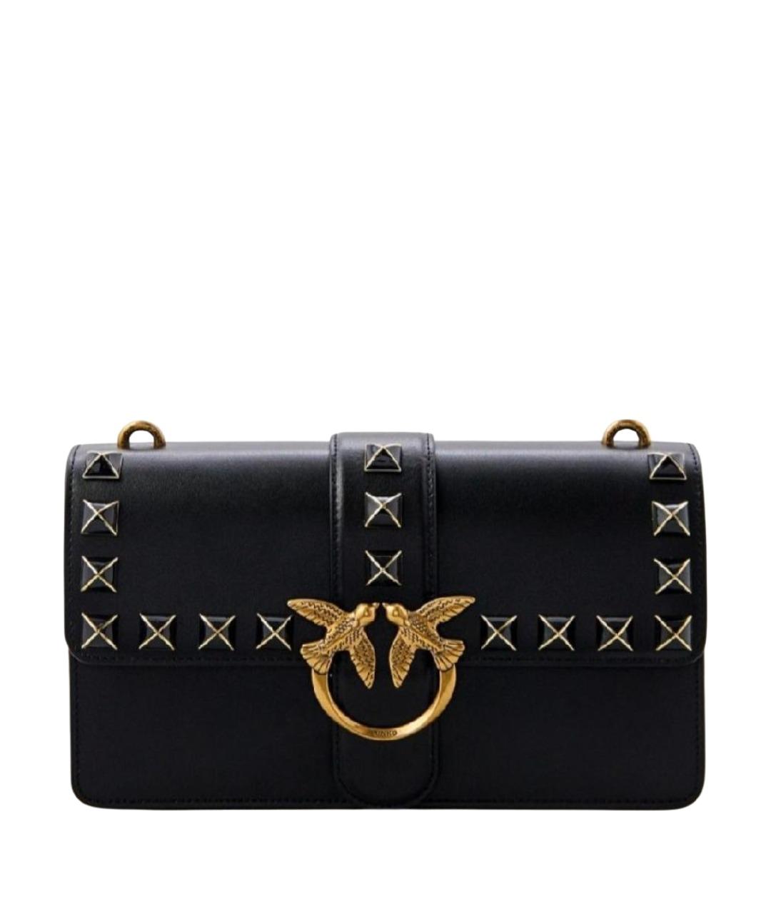 PINKO Черная кожаная сумка через плечо, фото 1