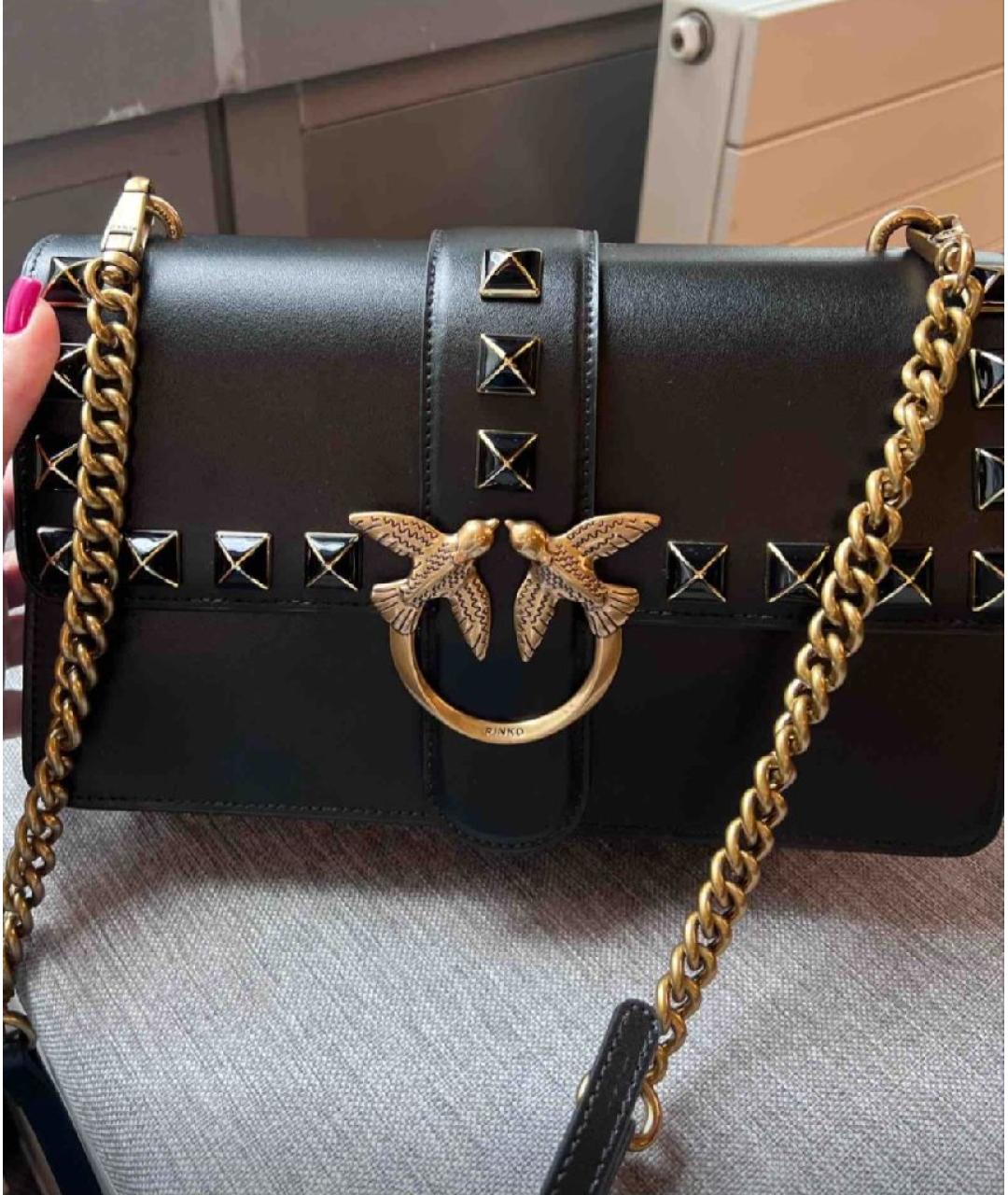 PINKO Черная кожаная сумка через плечо, фото 6