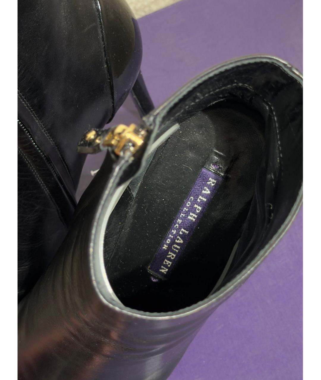 RALPH LAUREN PURPLE LABEL Черные кожаные ботильоны, фото 3