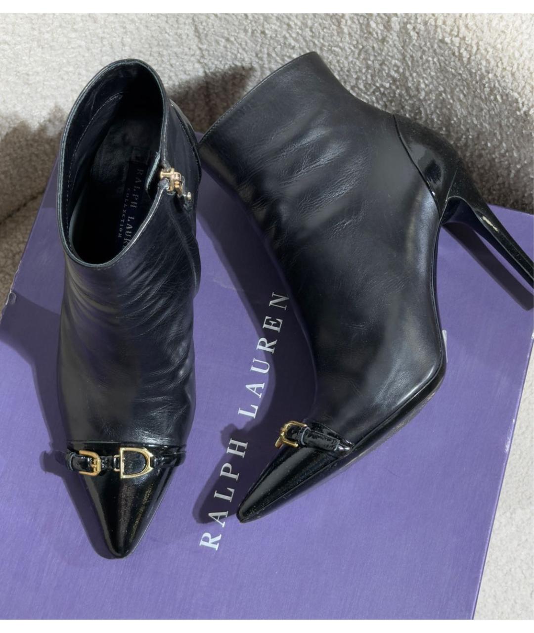RALPH LAUREN PURPLE LABEL Черные кожаные ботильоны, фото 5