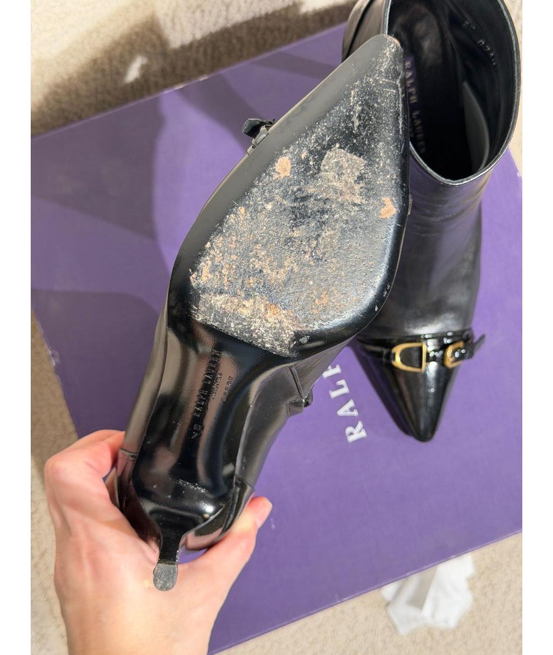 RALPH LAUREN PURPLE LABEL Черные кожаные ботильоны, фото 7