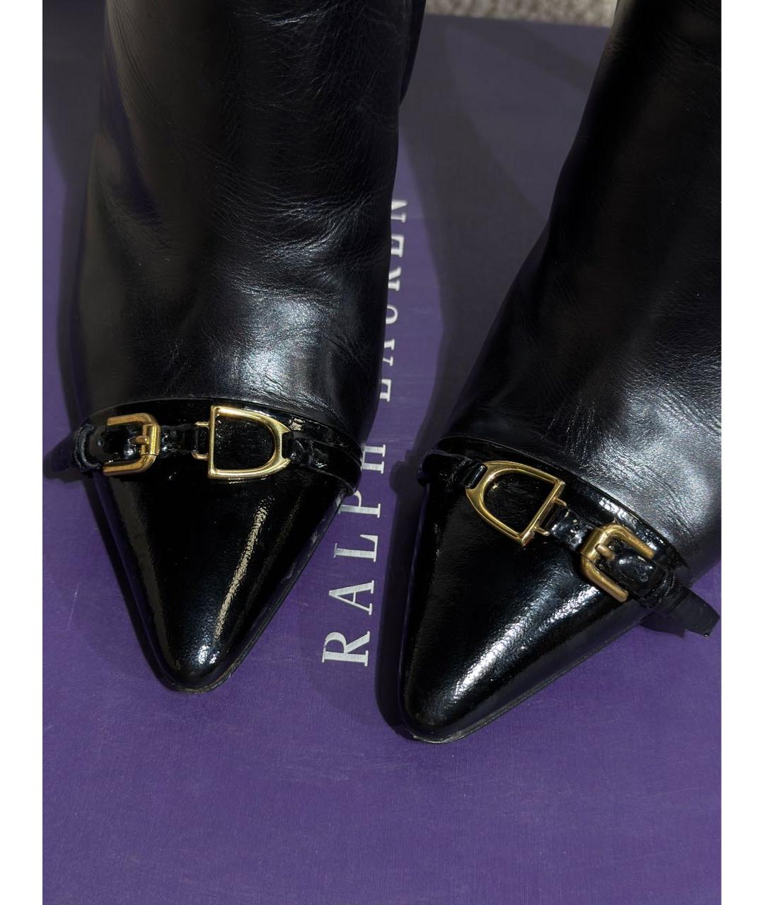 RALPH LAUREN PURPLE LABEL Черные кожаные ботильоны, фото 6