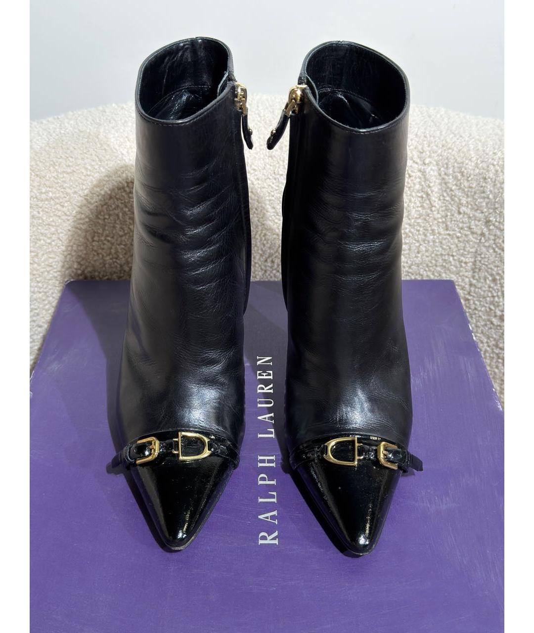 RALPH LAUREN PURPLE LABEL Черные кожаные ботильоны, фото 2