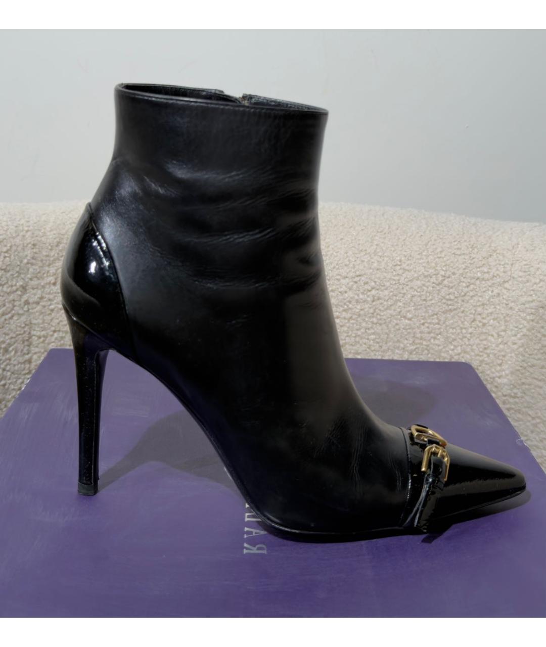 RALPH LAUREN PURPLE LABEL Черные кожаные ботильоны, фото 8