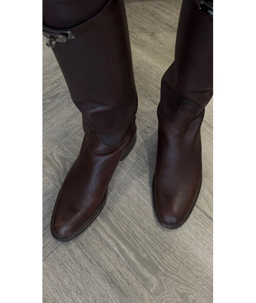 HERMES Коричневые кожаные сапоги, фото 3