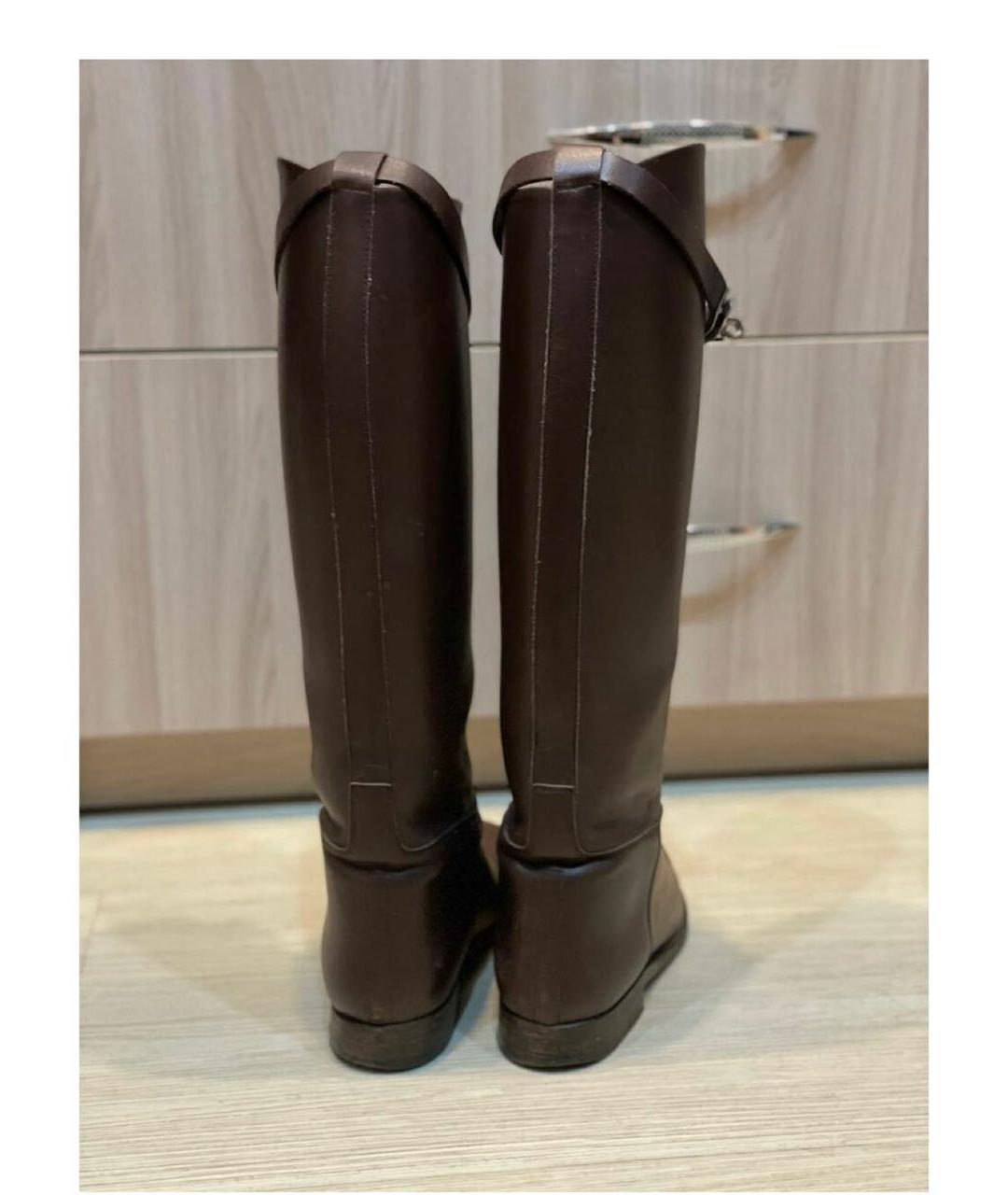 HERMES Коричневые кожаные сапоги, фото 4