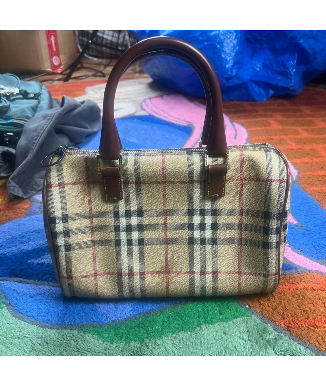 BURBERRY Бежевая кожаная сумка с короткими ручками, фото 8