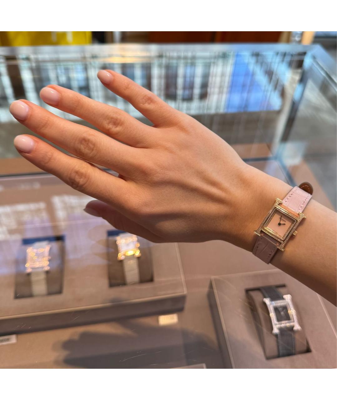 HERMES Розовые часы, фото 4