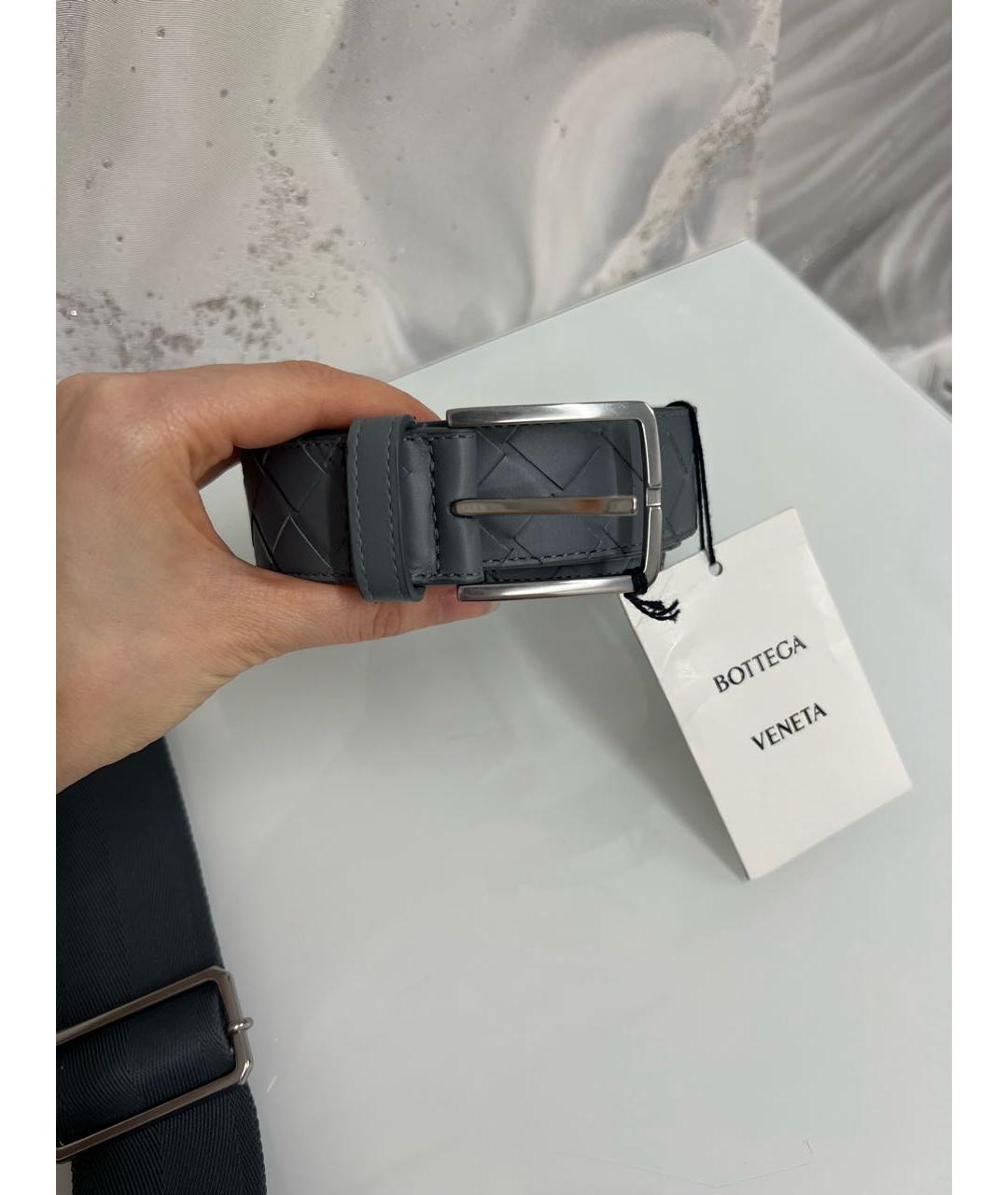 BOTTEGA VENETA Серый кожаный ремень, фото 4