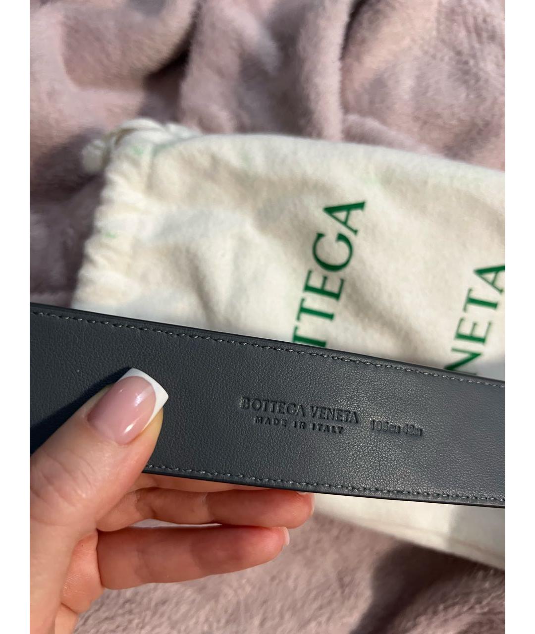 BOTTEGA VENETA Серый кожаный ремень, фото 3