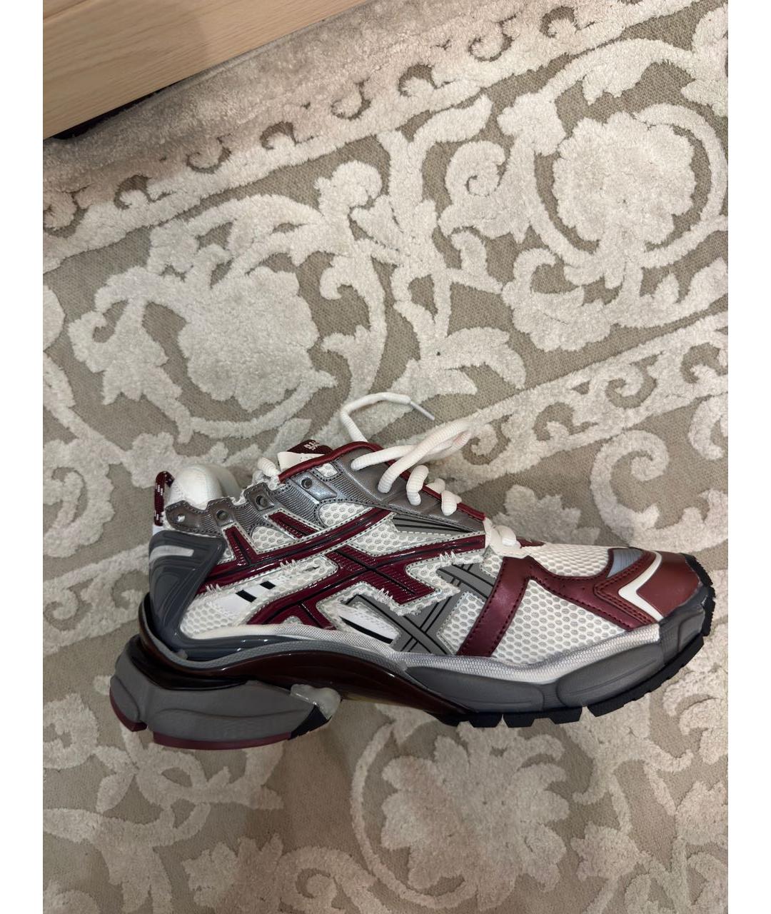 BALENCIAGA Бордовые низкие кроссовки / кеды из искусственной кожи, фото 9