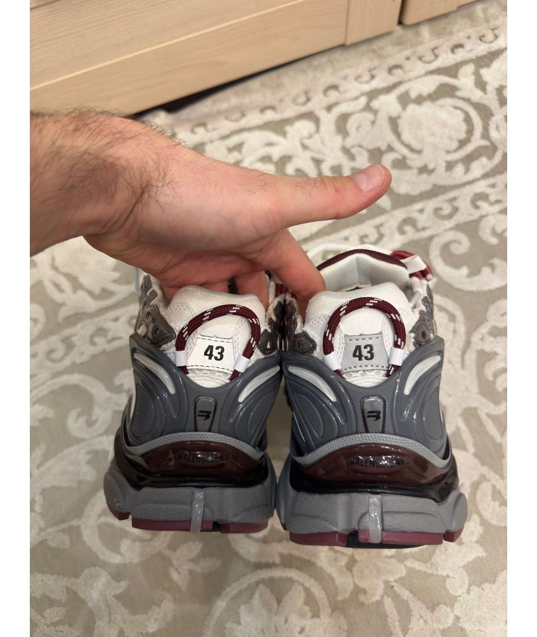 BALENCIAGA Бордовые низкие кроссовки / кеды из искусственной кожи, фото 4