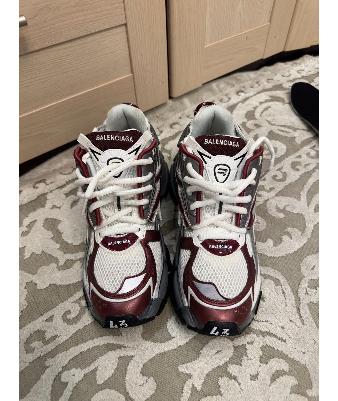 BALENCIAGA Бордовые низкие кроссовки / кеды из искусственной кожи, фото 2