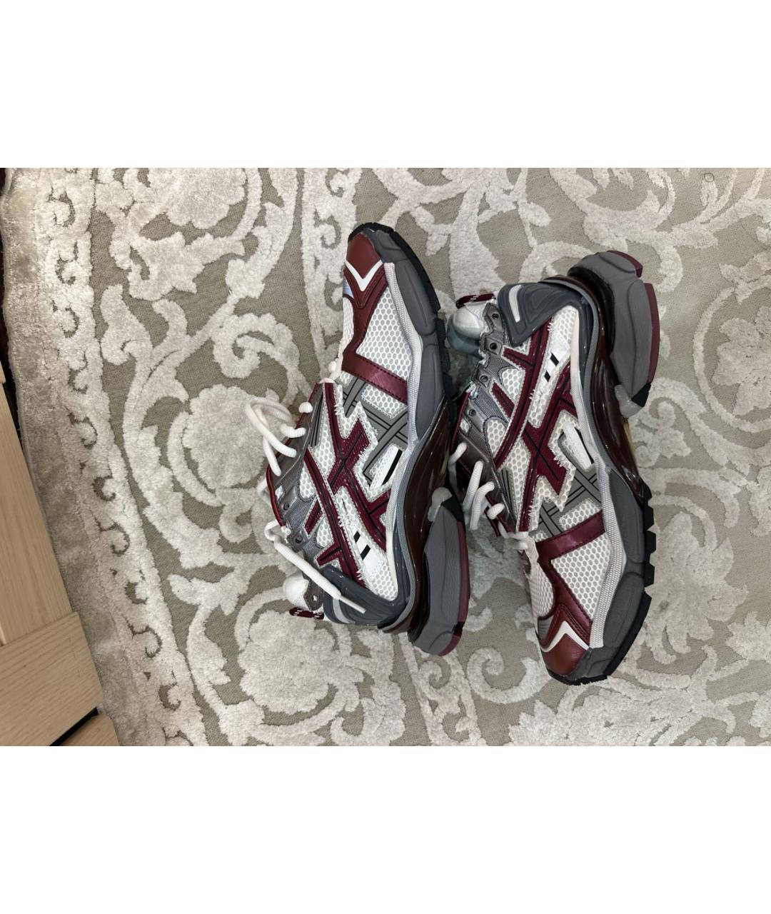 BALENCIAGA Бордовые низкие кроссовки / кеды из искусственной кожи, фото 5