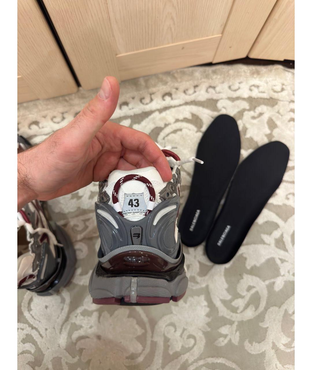 BALENCIAGA Бордовые низкие кроссовки / кеды из искусственной кожи, фото 7