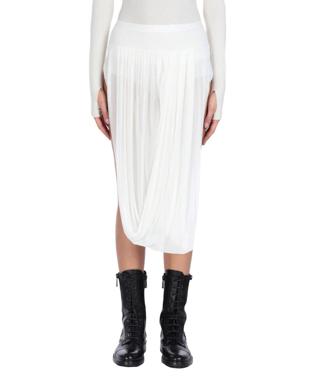 RICK OWENS Белая вискозная юбка миди, фото 2
