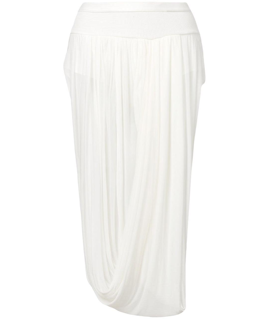 RICK OWENS Белая вискозная юбка миди, фото 1