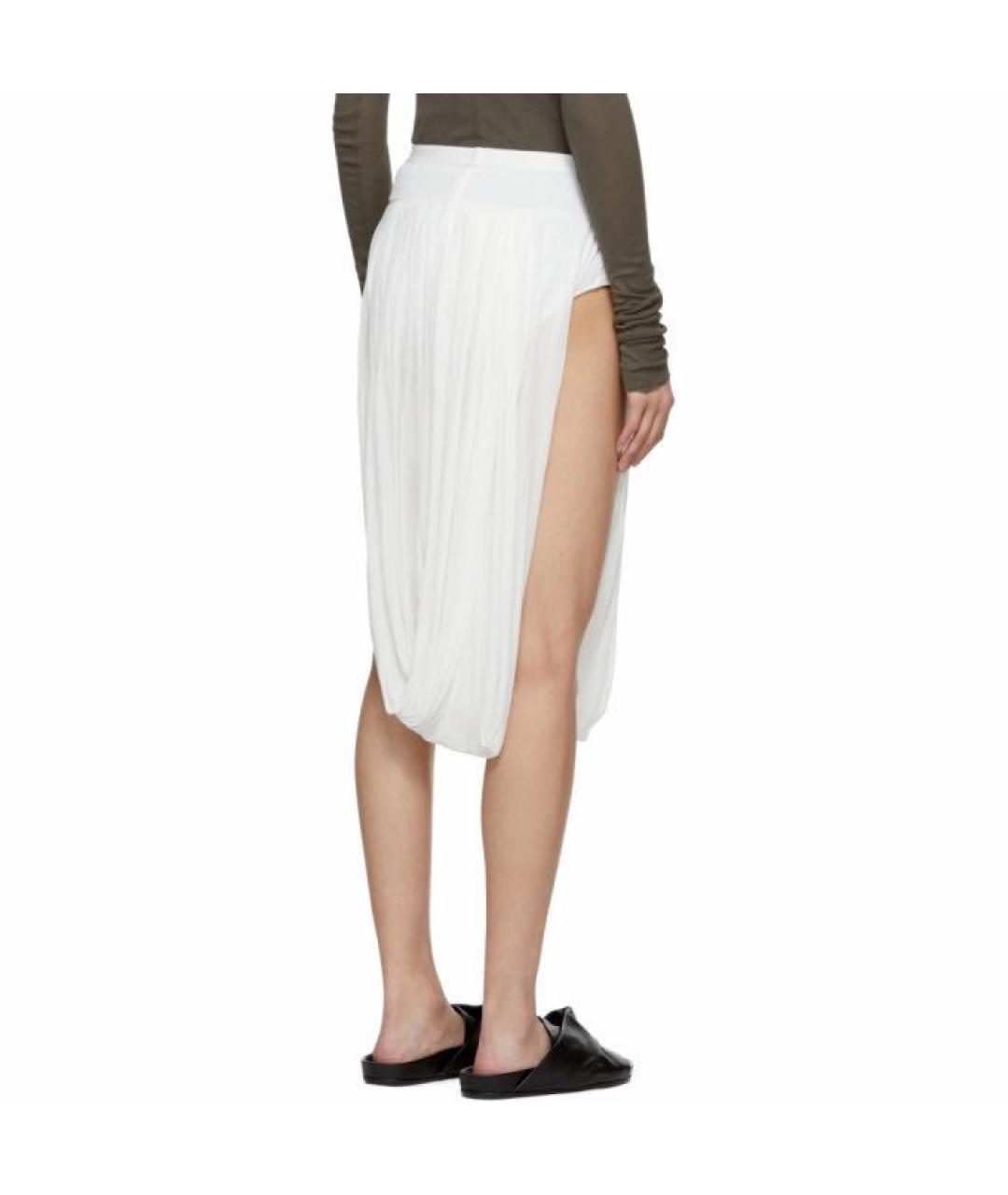 RICK OWENS Белая вискозная юбка миди, фото 4