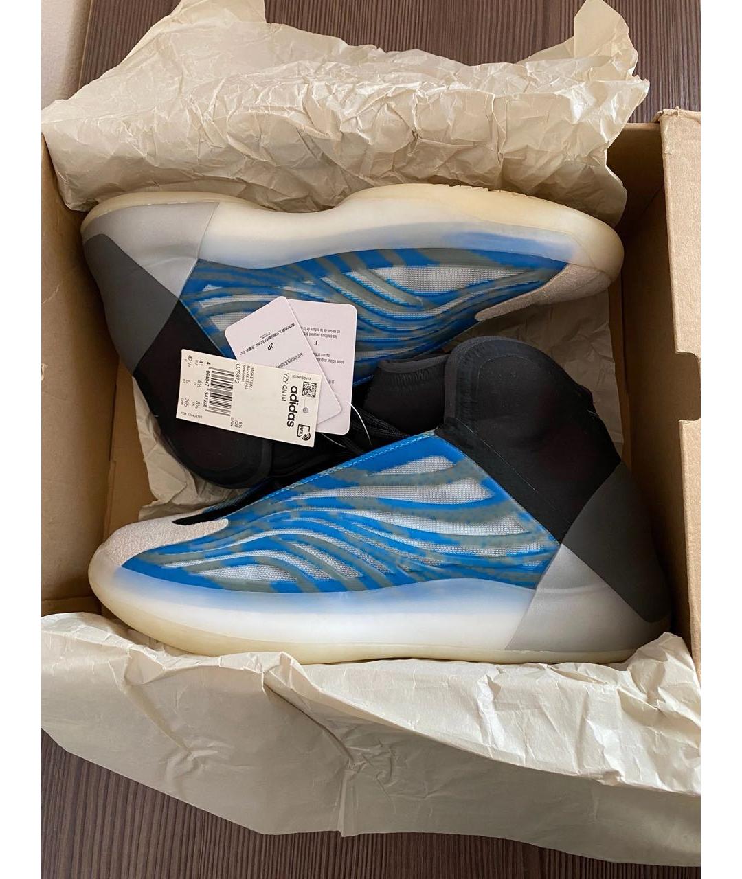 ADIDAS YEEZY Синие текстильные высокие кроссовки / кеды, фото 2