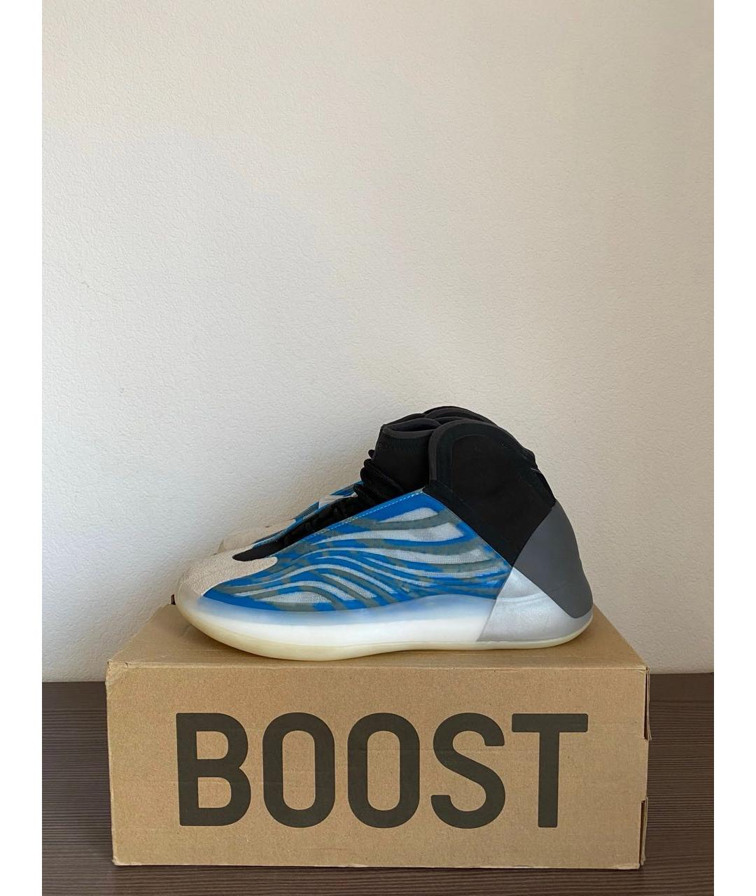 ADIDAS YEEZY Синие текстильные высокие кроссовки / кеды, фото 3