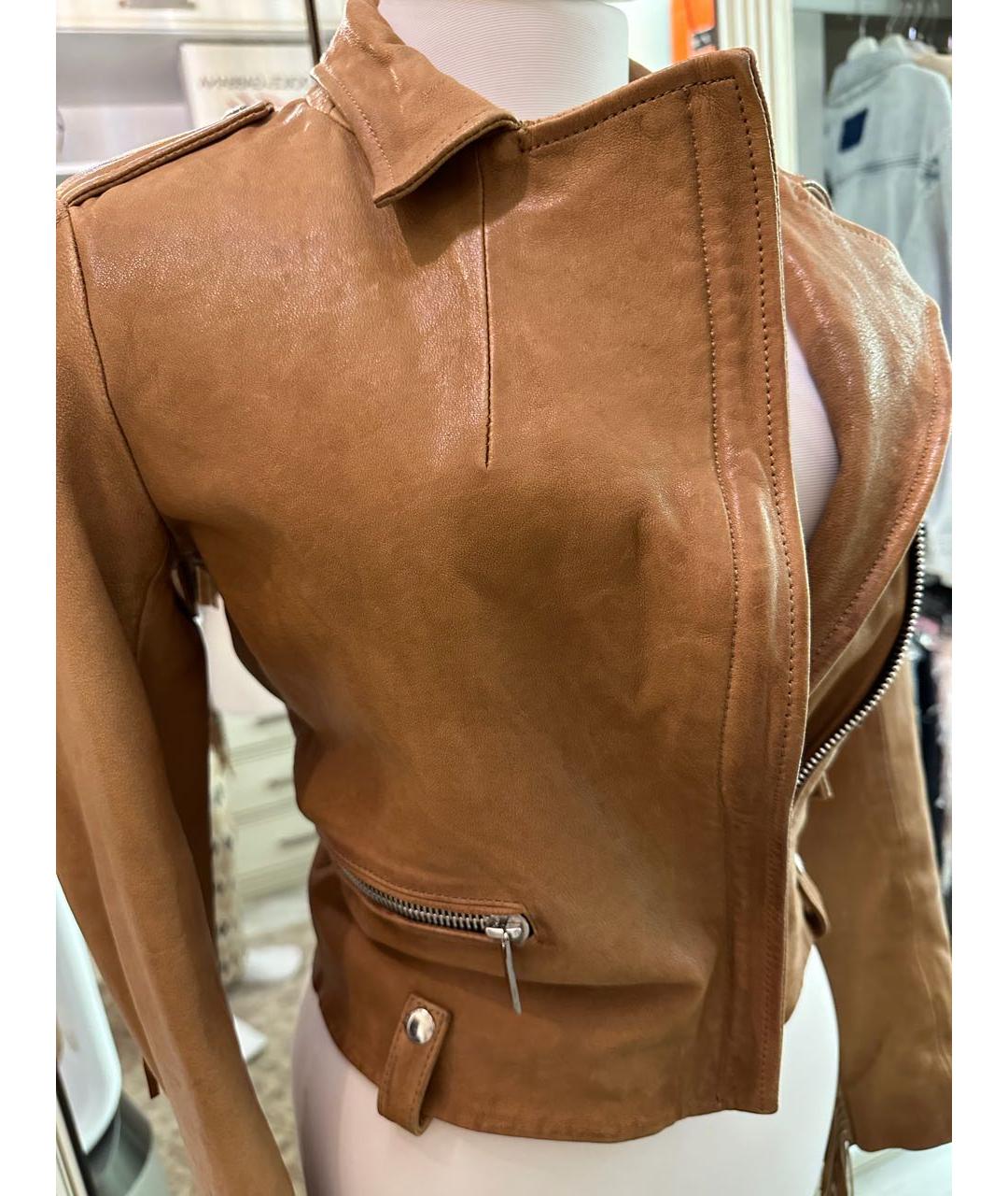 BARBARA BUI Коричневая кожаная куртка, фото 5