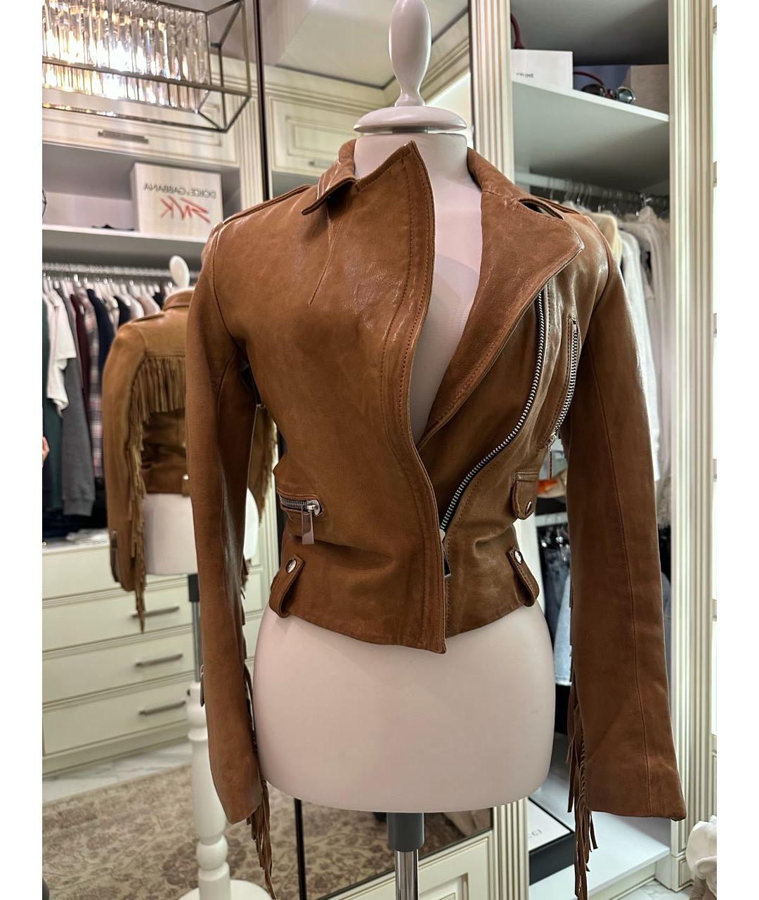 BARBARA BUI Коричневая кожаная куртка, фото 6