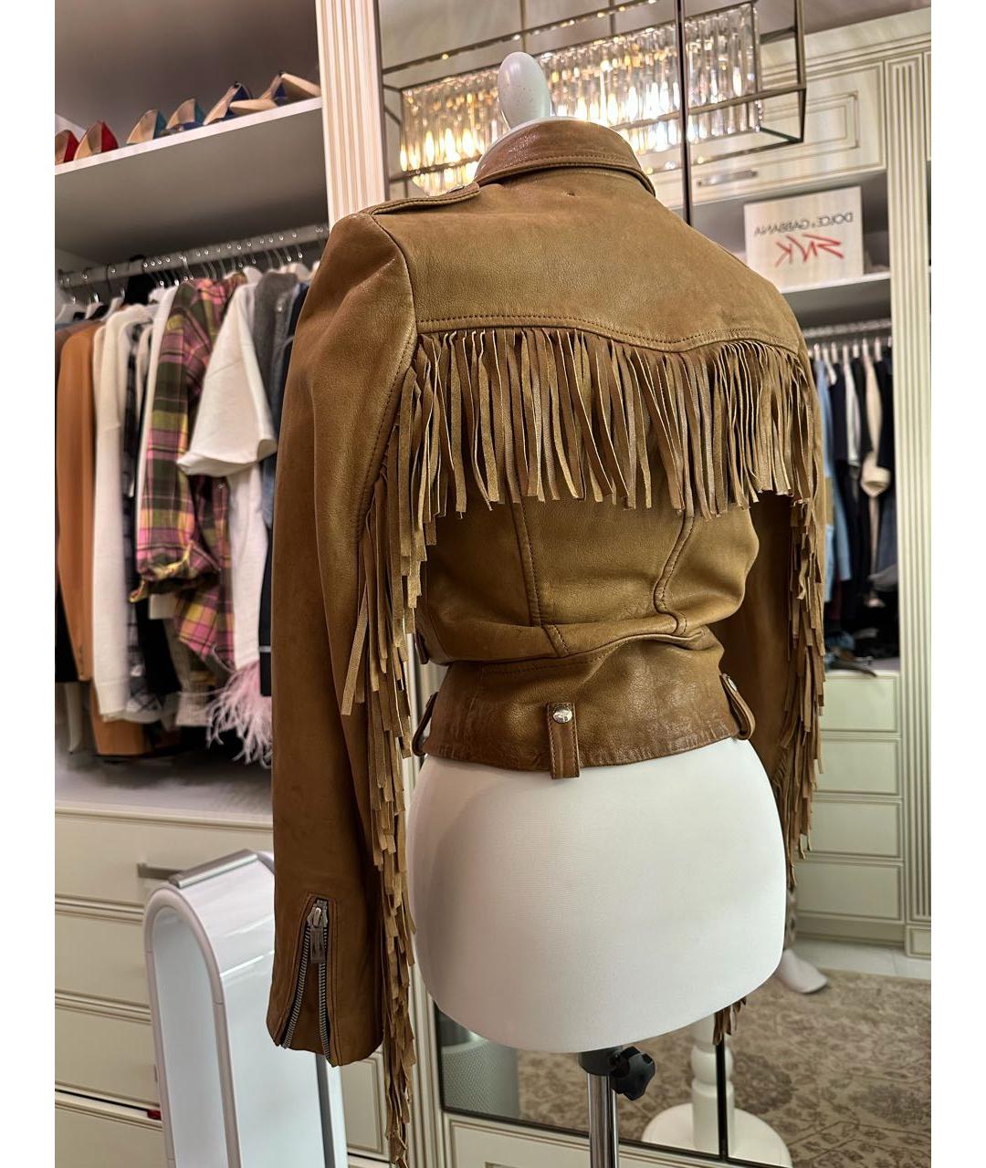 BARBARA BUI Коричневая кожаная куртка, фото 3