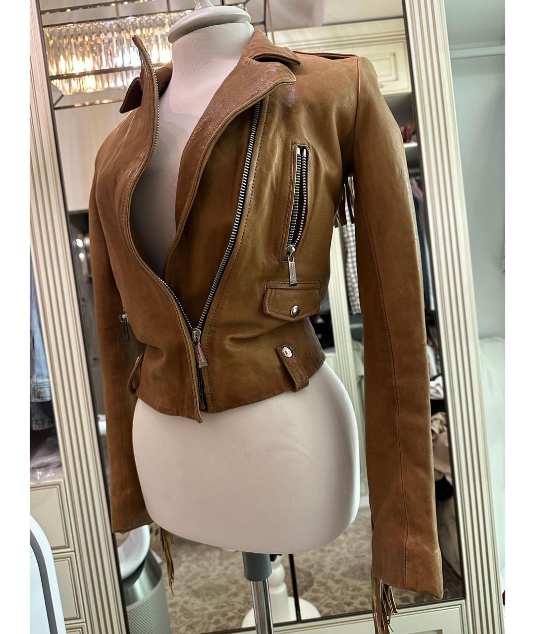 BARBARA BUI Коричневая кожаная куртка, фото 2