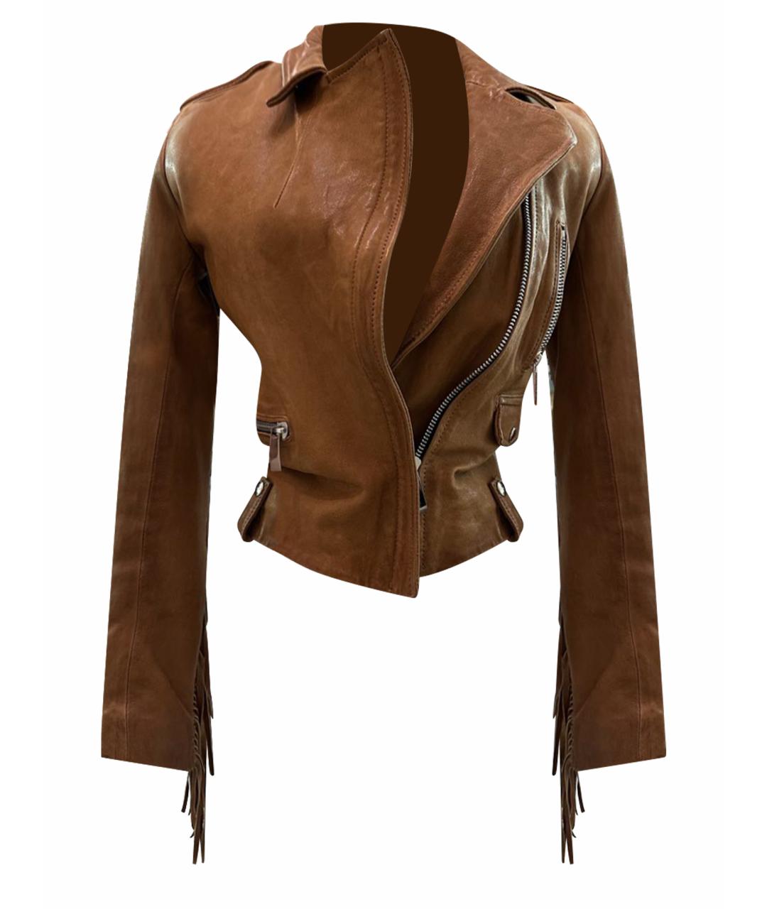 BARBARA BUI Коричневая кожаная куртка, фото 1