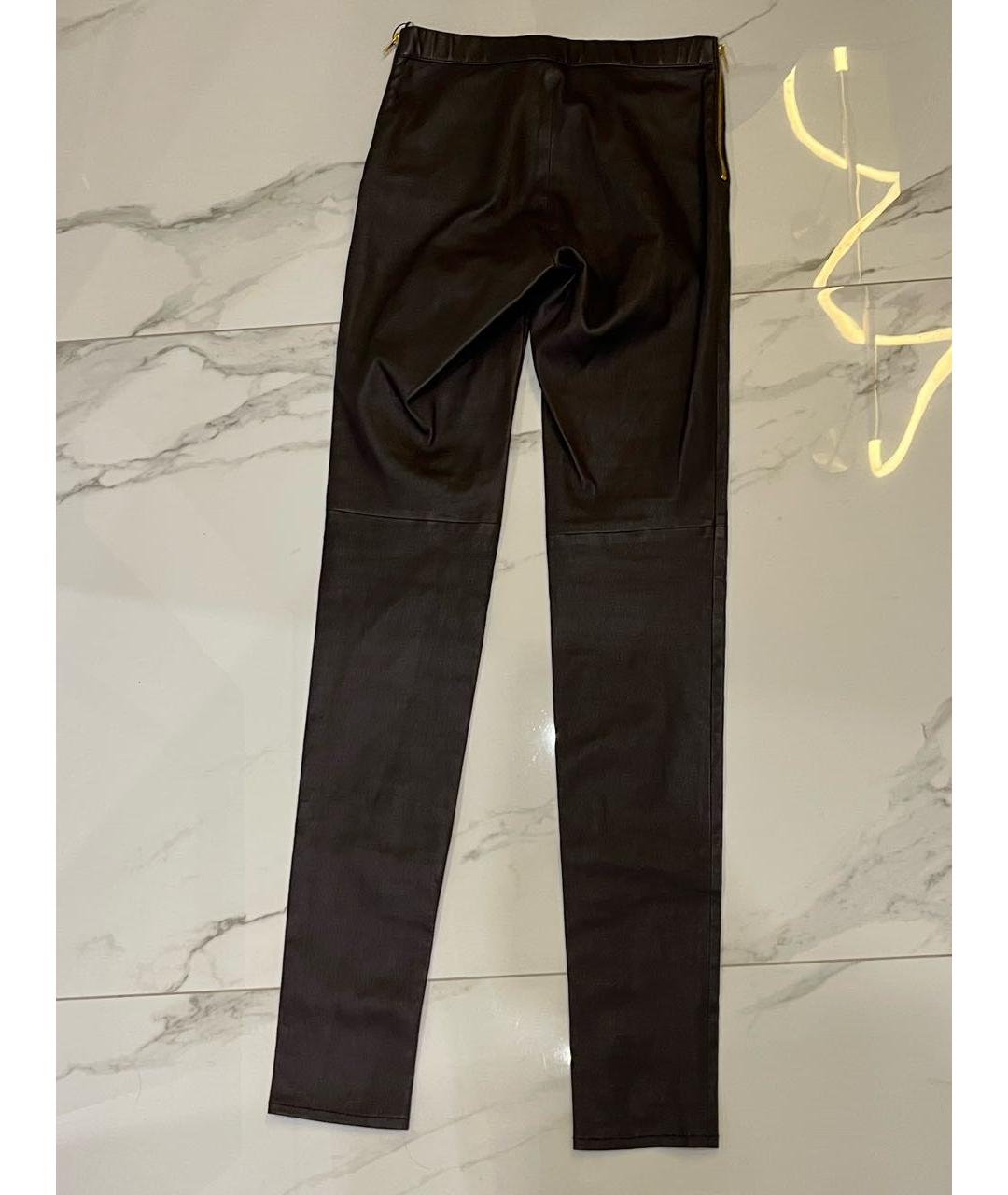 GUCCI Коричневые кожаные брюки узкие, фото 2