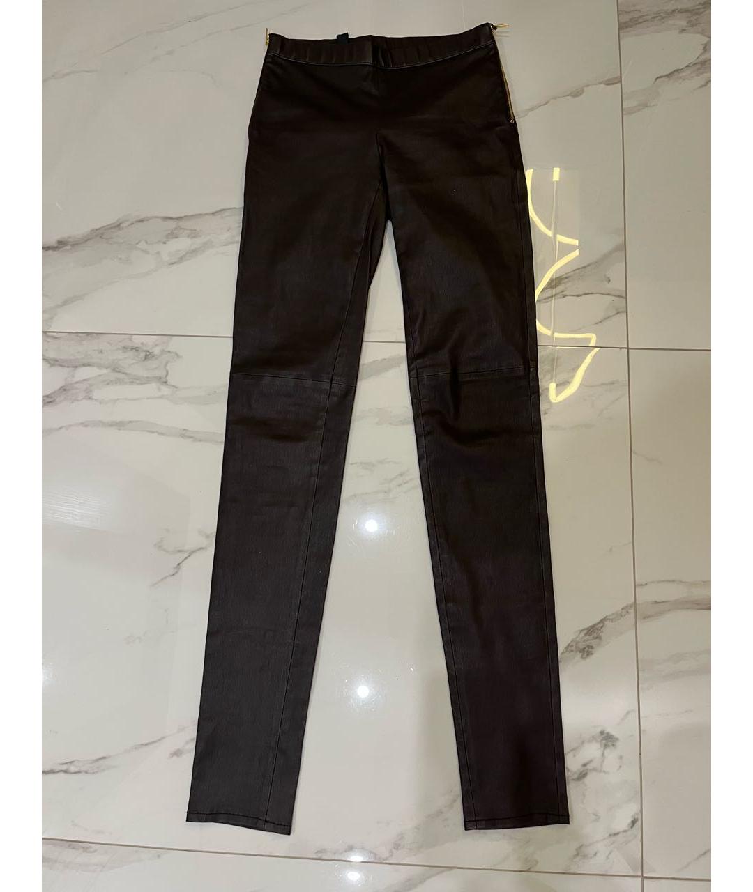 GUCCI Коричневые кожаные брюки узкие, фото 8