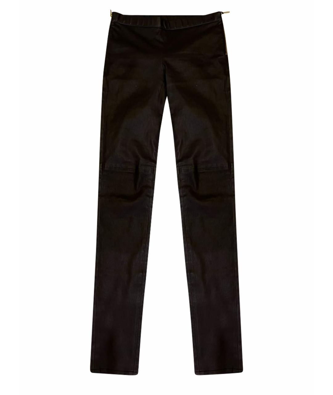 GUCCI Коричневые кожаные брюки узкие, фото 1