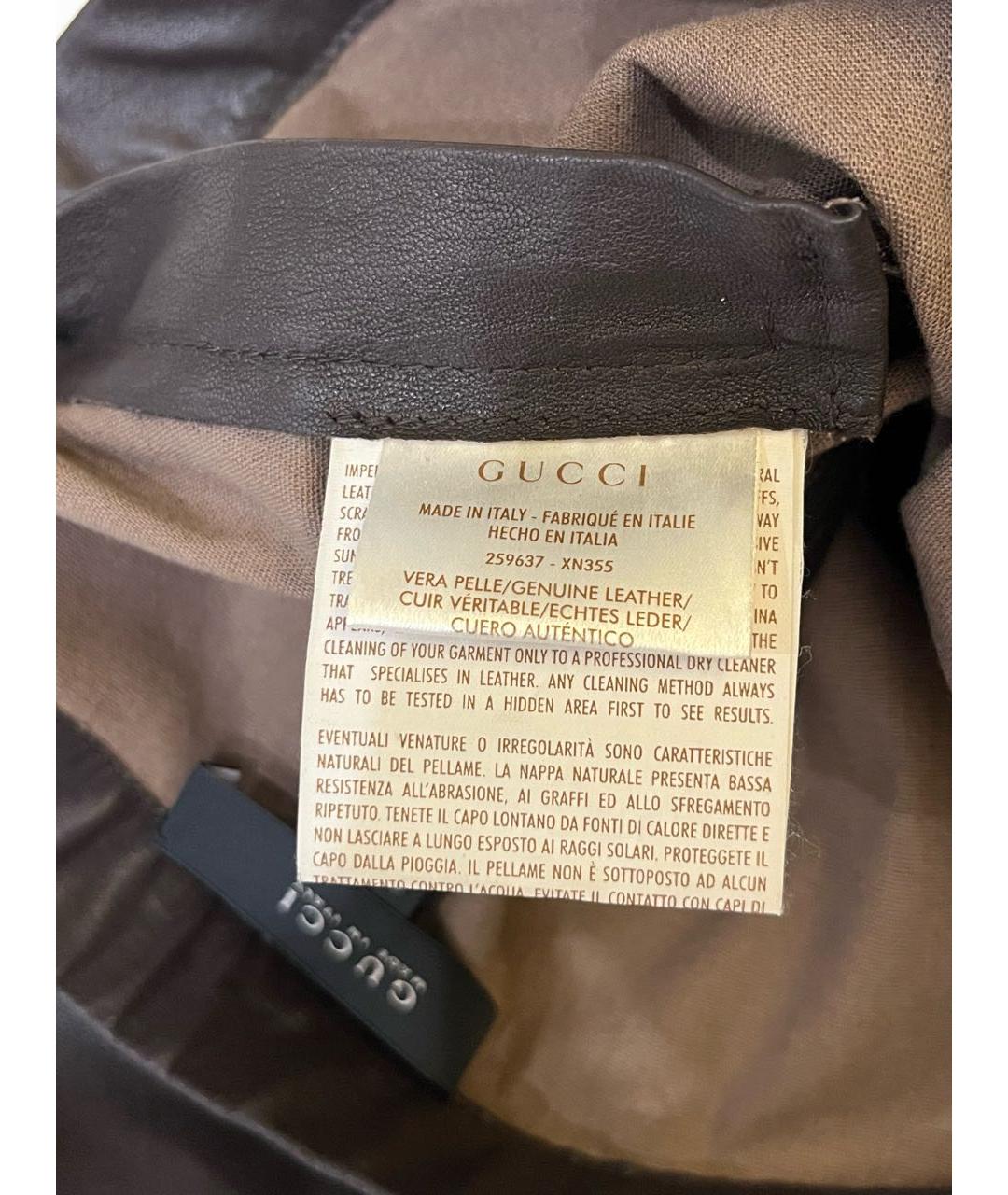 GUCCI Коричневые кожаные брюки узкие, фото 6