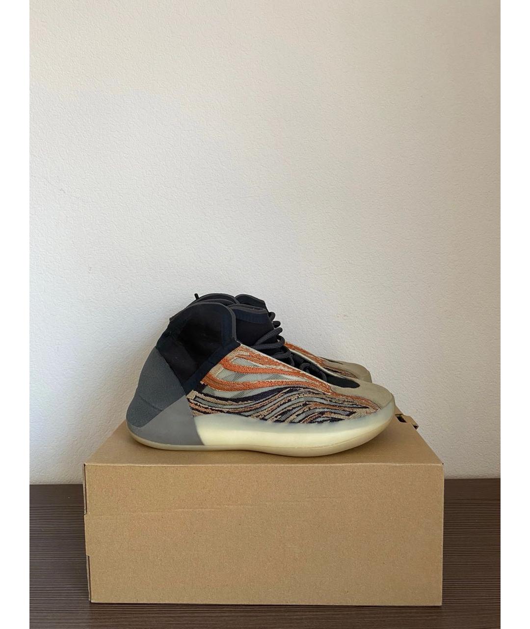 ADIDAS YEEZY Коричневые текстильные высокие кроссовки / кеды, фото 4