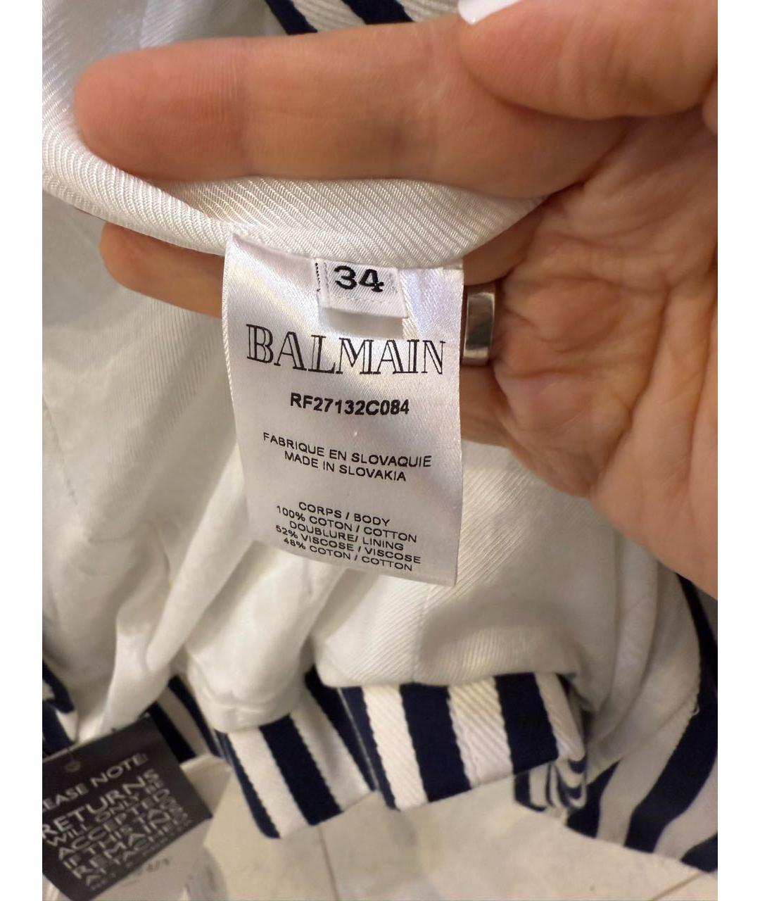 BALMAIN Белый хлопковый жакет/пиджак, фото 3