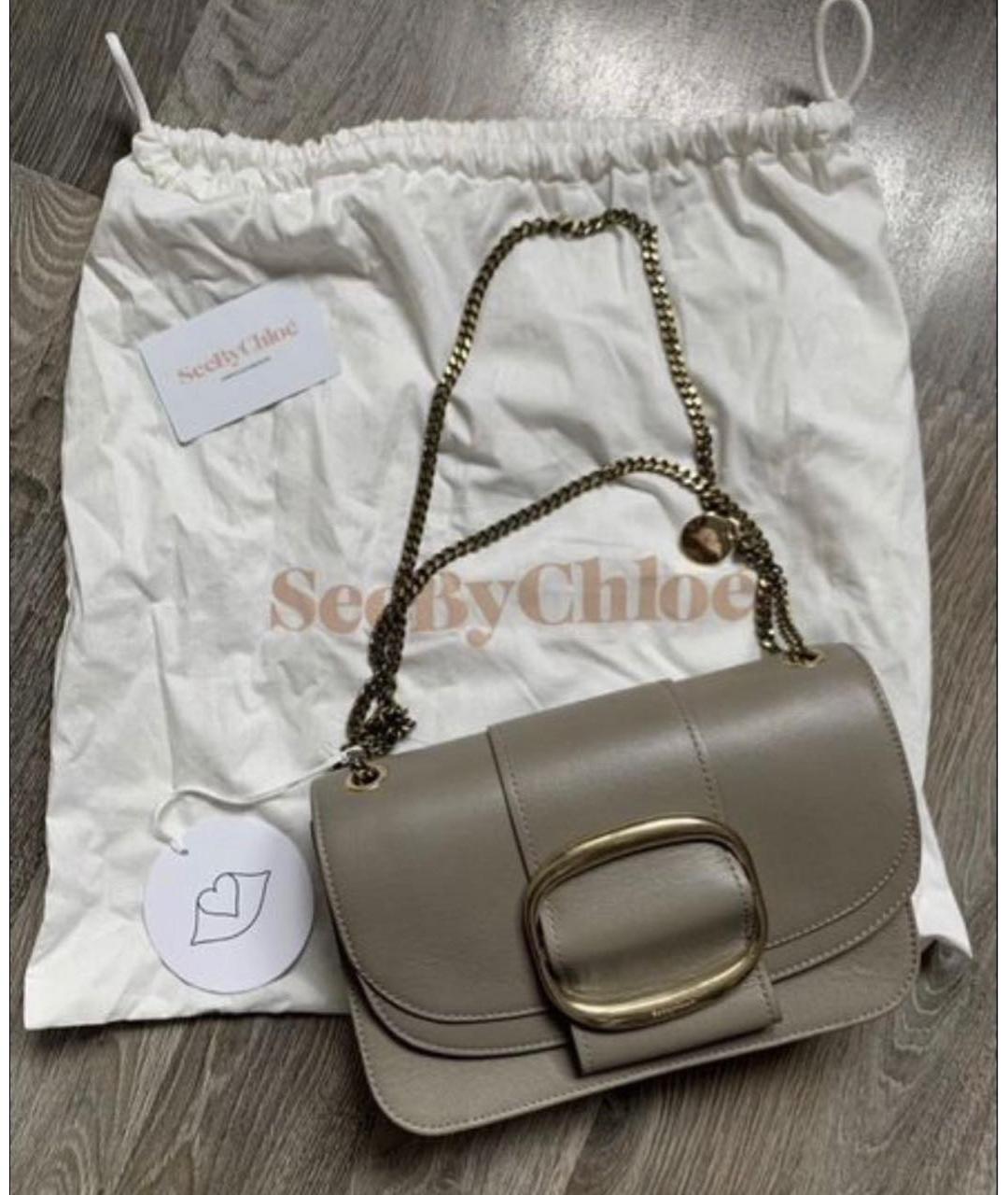 SEE BY CHLOE Бежевая кожаная сумка через плечо, фото 5