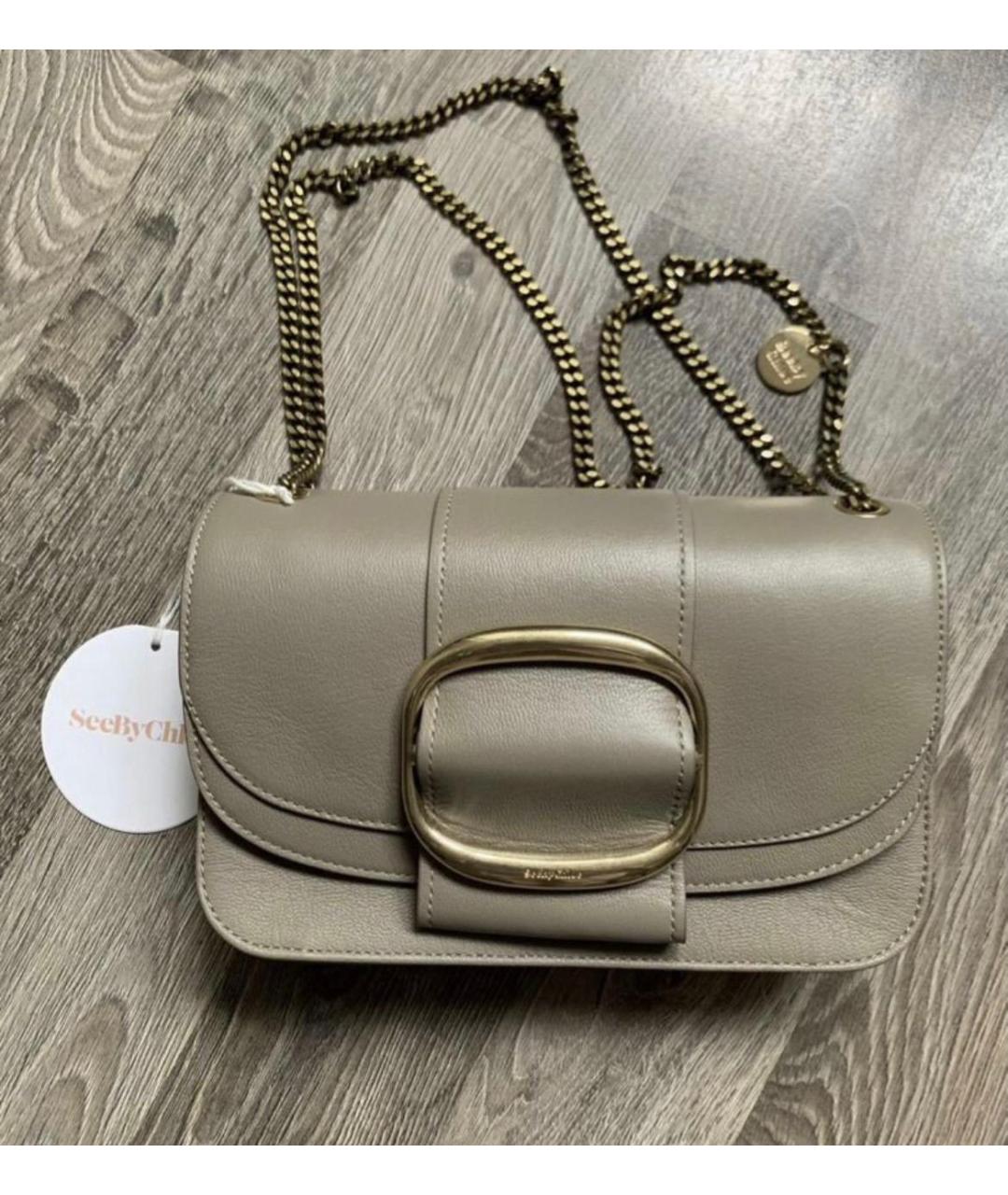 SEE BY CHLOE Бежевая кожаная сумка через плечо, фото 2
