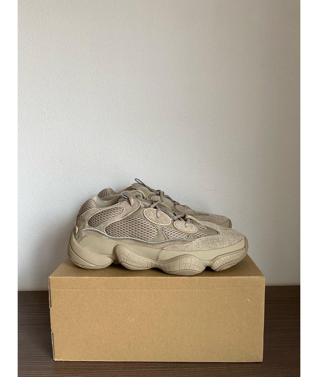 ADIDAS YEEZY Бежевые замшевые низкие кроссовки / кеды, фото 4