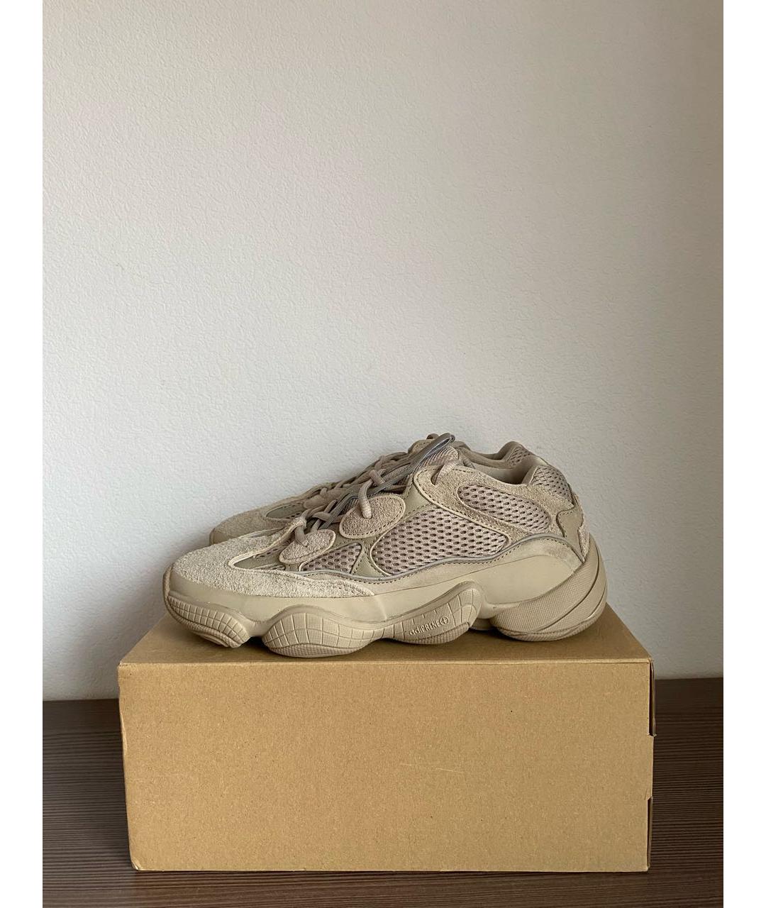 ADIDAS YEEZY Бежевые замшевые низкие кроссовки / кеды, фото 3