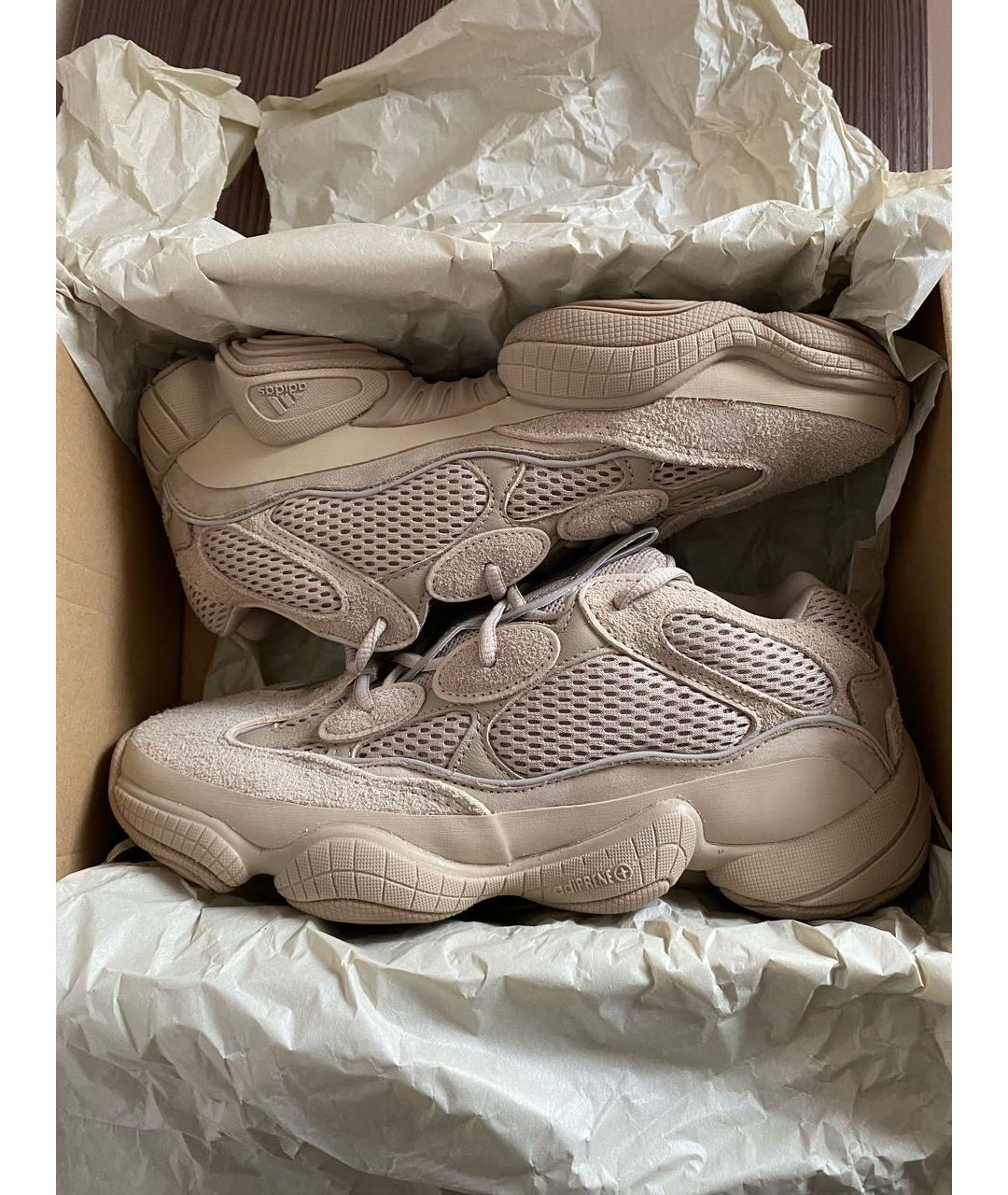 ADIDAS YEEZY Бежевые замшевые низкие кроссовки / кеды, фото 2