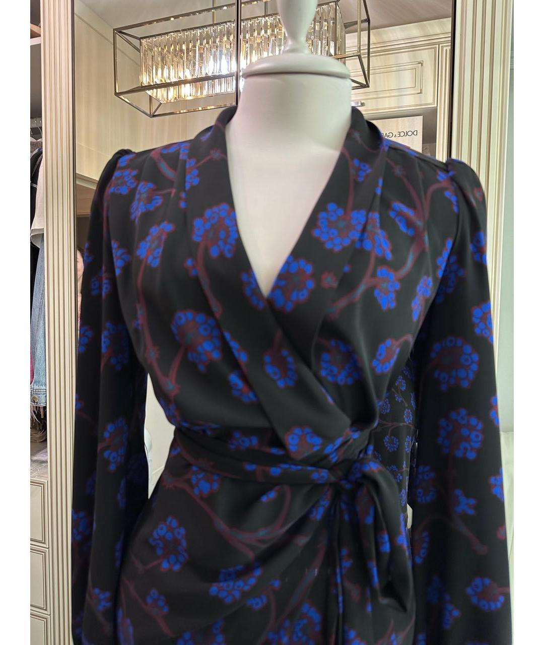 DIANE VON FURSTENBERG Темно-синее полиэстеровое повседневное платье, фото 3